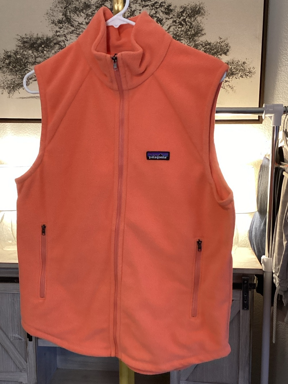Patagonia Coral-Orange Fleece Vest - Zip Front Women’s Size S